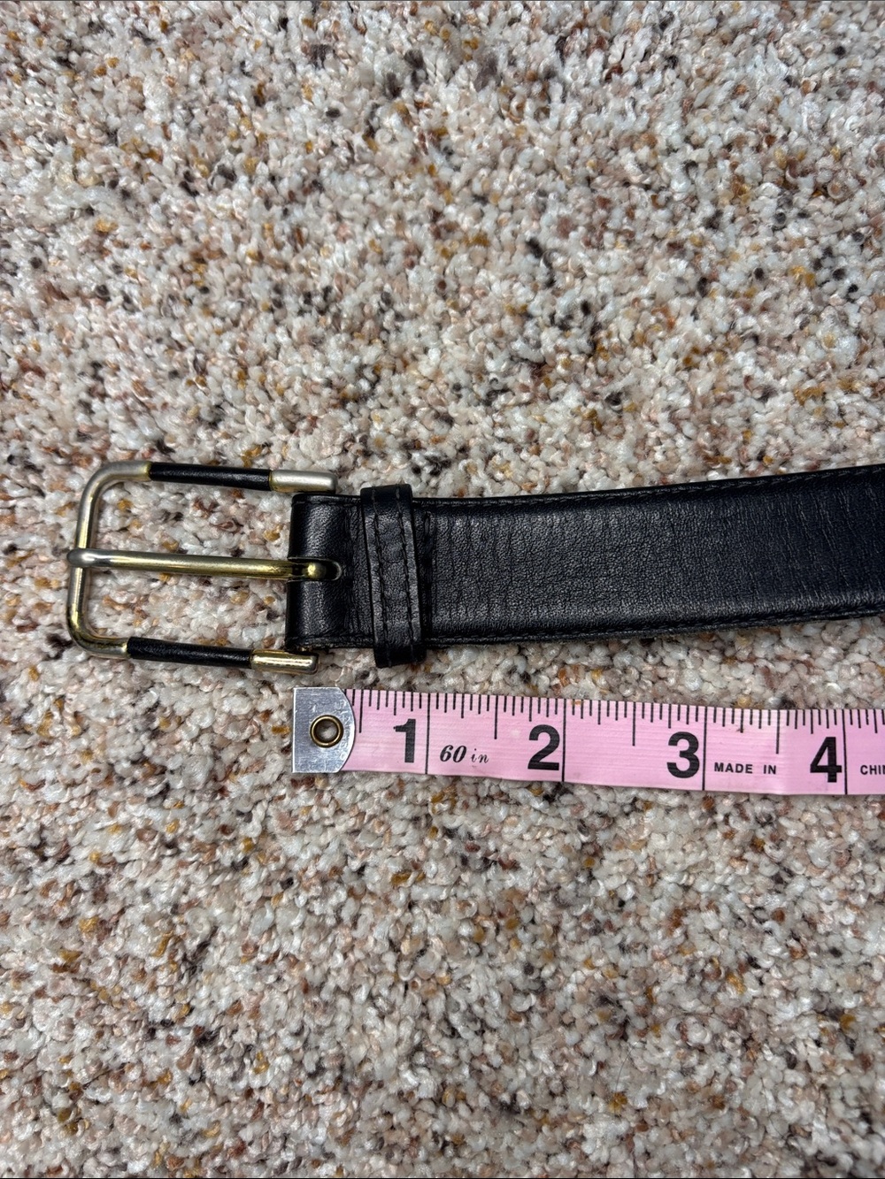 Classic Black Leather Men's Belt with Gold-Tone Buckle